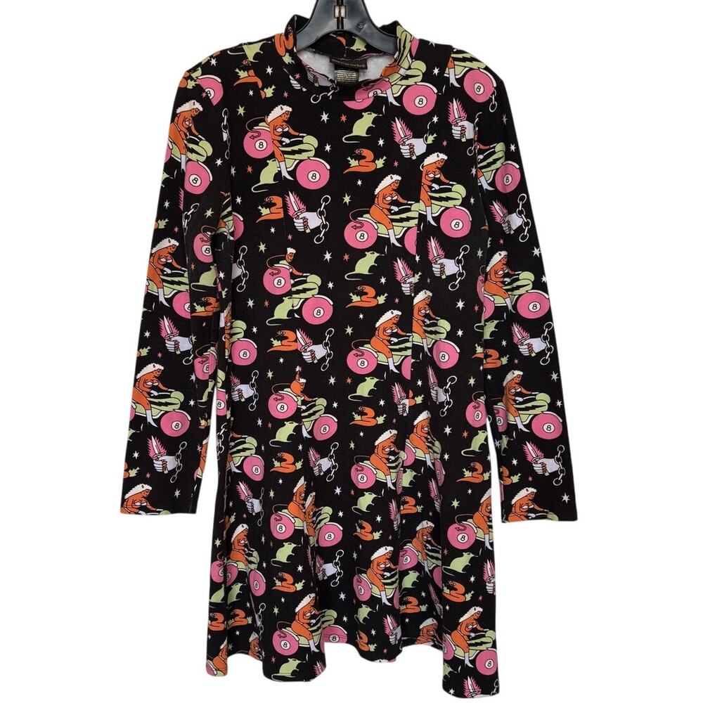 Nooworks "Mean Machine" Fit and Flare Knit Jersey Dress Whimsical Goth Size XL - Picture 6 of 11